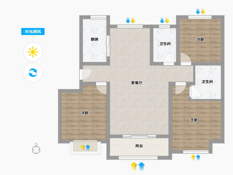 山东省-青岛市-梦想望城-95.06-户型库-采光通风