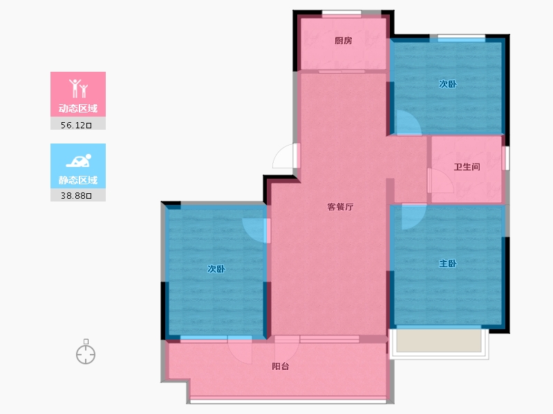 山东省-青岛市-天泰公园壹号-85.05-户型库-动静分区