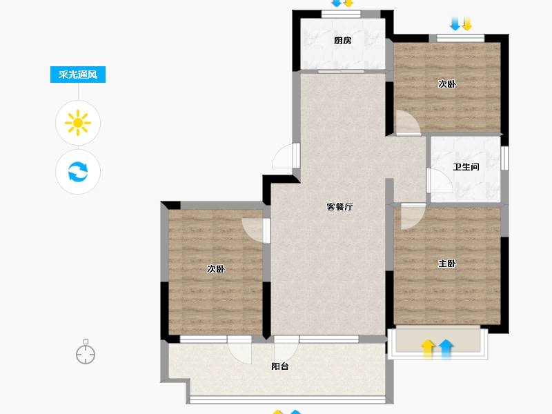 山东省-青岛市-天泰公园壹号-85.05-户型库-采光通风