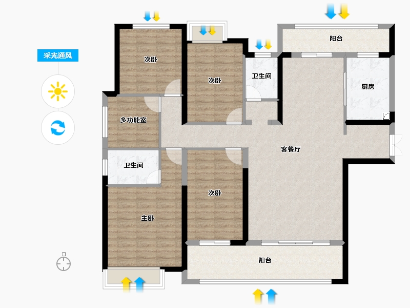 湖南省-长沙市-长房·云尚公馆-138.34-户型库-采光通风