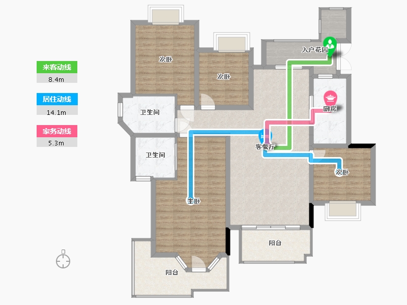 重庆-重庆市-龙湖源著北区-8栋-135.71-户型库-动静线