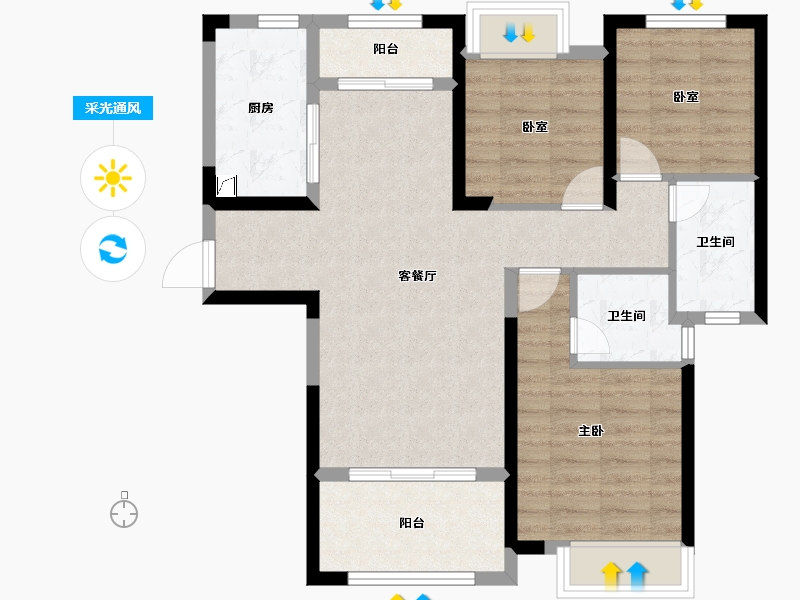 湖南省-长沙市-长房·云尚公馆-81.27-户型库-采光通风