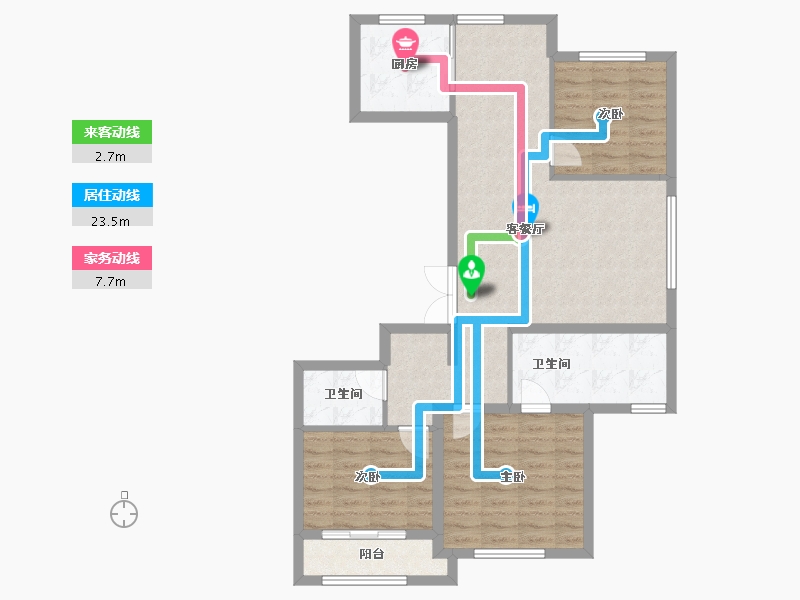 山东省-青岛市-天泰公园壹号-87.04-户型库-动静线