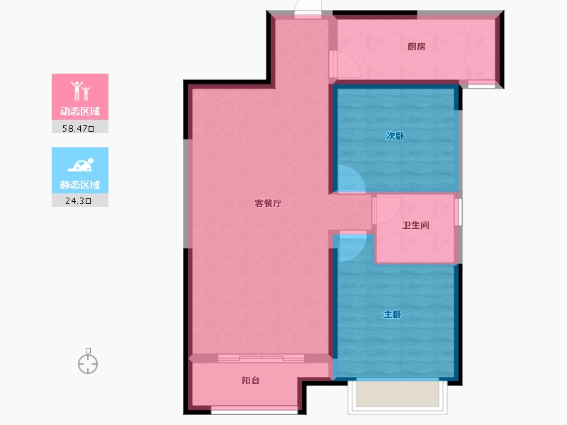 陕西省-西安市-华安紫竹苑-74.17-户型库-动静分区