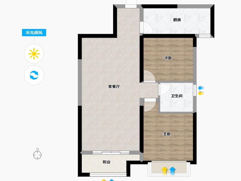 陕西省-西安市-华安紫竹苑-74.17-户型库-采光通风