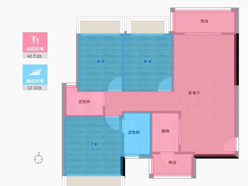 广东省-中山市-盛邦云逸-68.18-户型库-动静分区