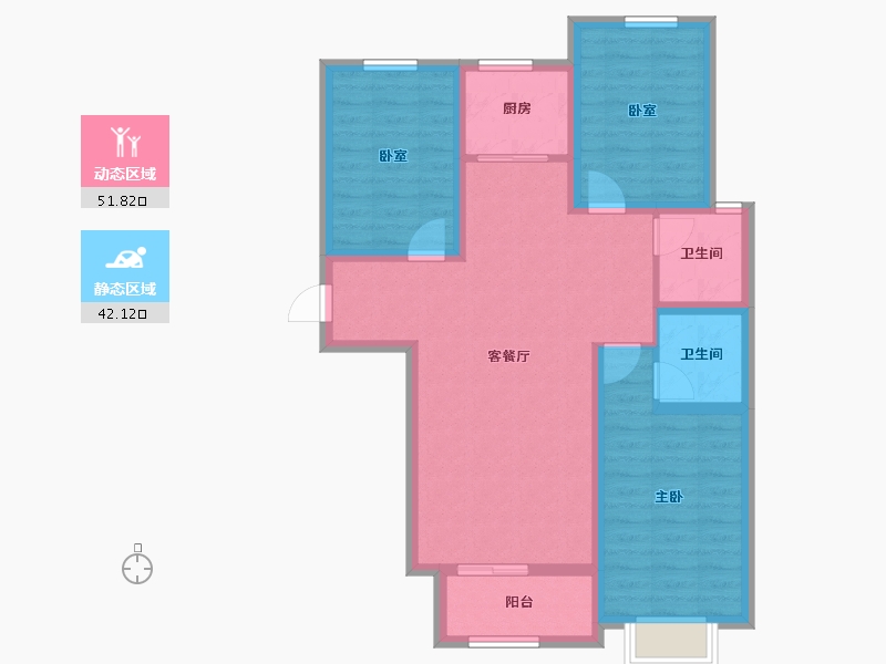 河北省-石家庄市-巨科合园-83.40-户型库-动静分区