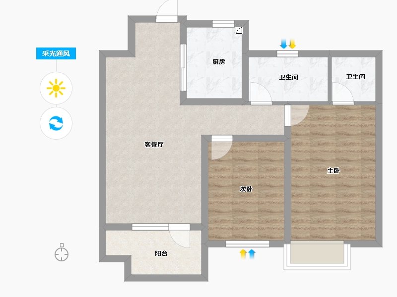 山东省-青岛市-海信九贤府-72.24-户型库-采光通风