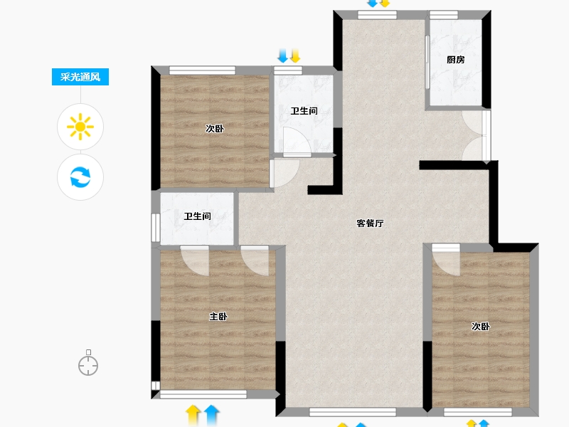 黑龙江省-佳木斯市-华强时光里-100.00-户型库-采光通风