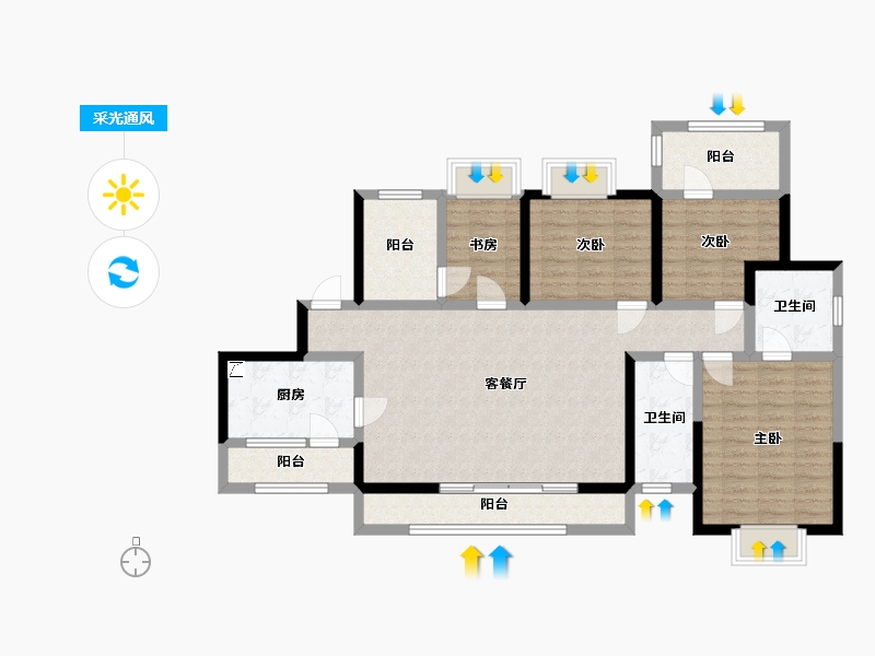 四川省-成都市-华侨城·融创春风十里-114.54-户型库-采光通风