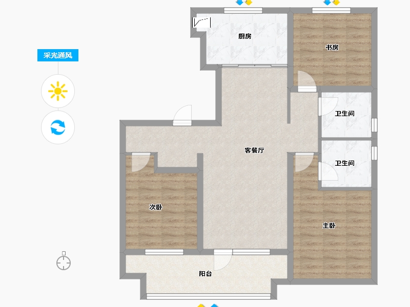 山东省-青岛市-海信城-95.50-户型库-采光通风