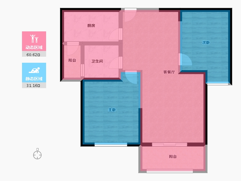 陕西省-西安市-华安紫竹苑-81.54-户型库-动静分区