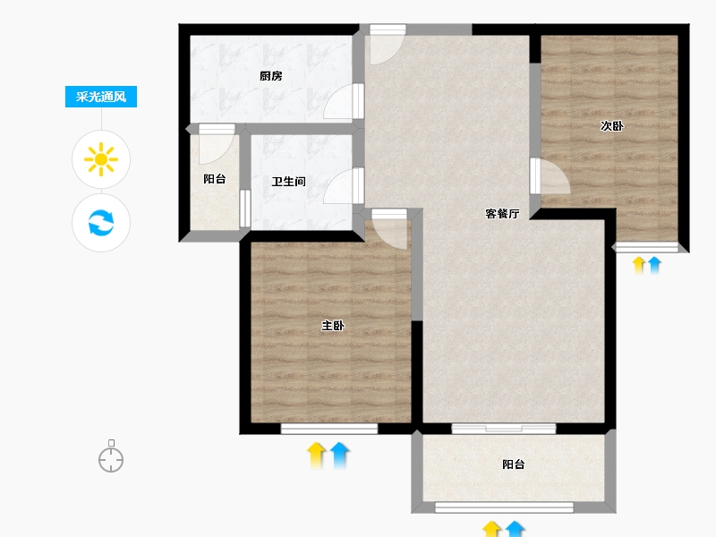 陕西省-西安市-华安紫竹苑-81.54-户型库-采光通风