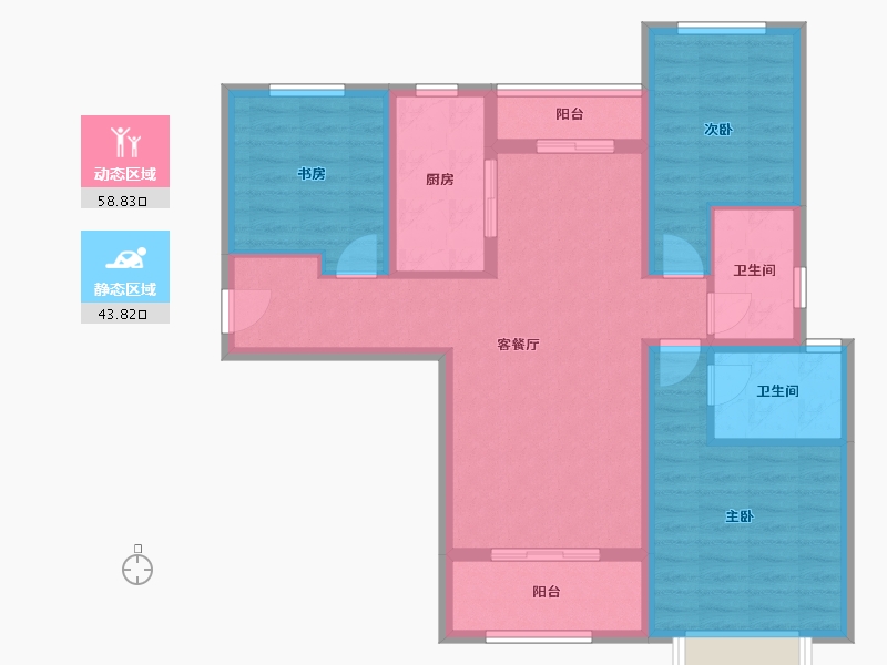 陕西省-西安市-金泰·贞观悦府-91.20-户型库-动静分区