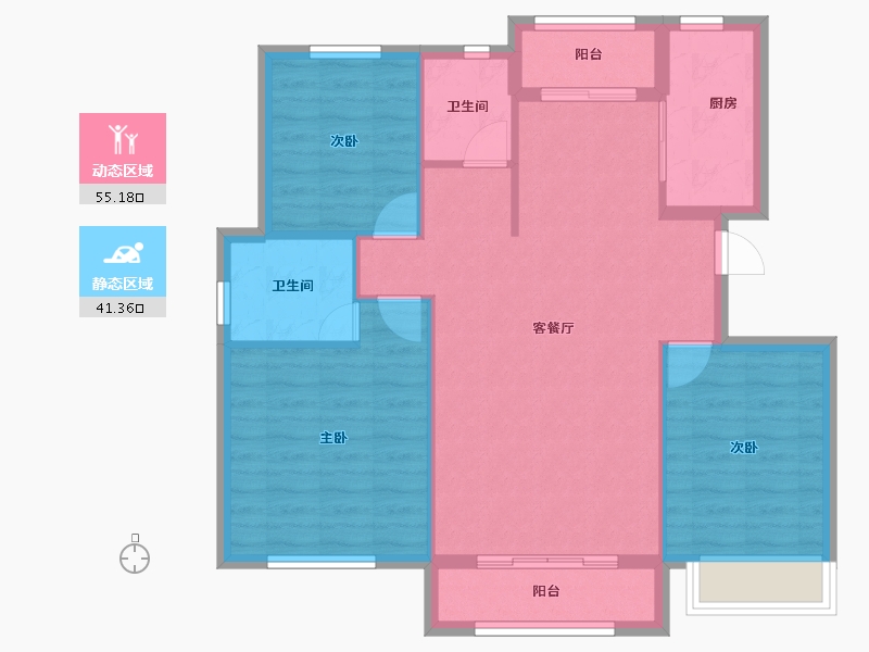 山东省-青岛市-鸿锦凤凰新城-87.66-户型库-动静分区