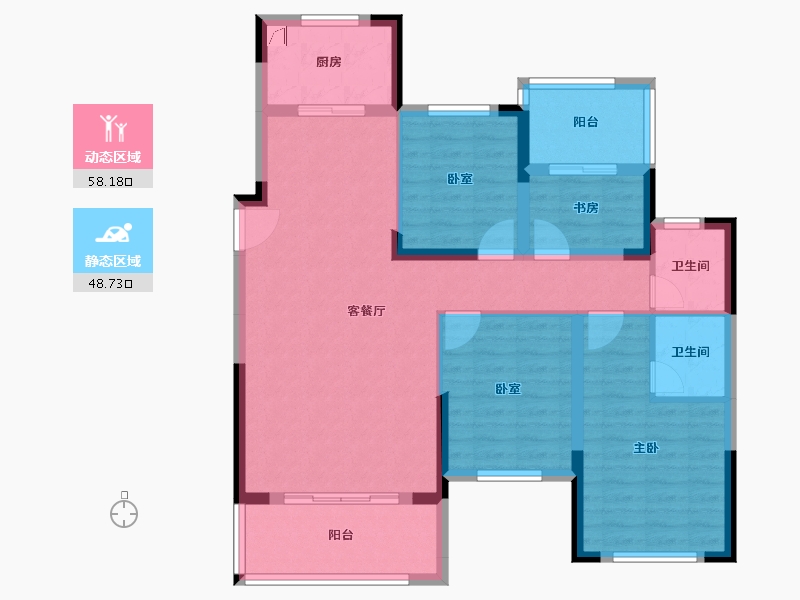 湖南省-长沙市-通号岭绣苑-95.25-户型库-动静分区