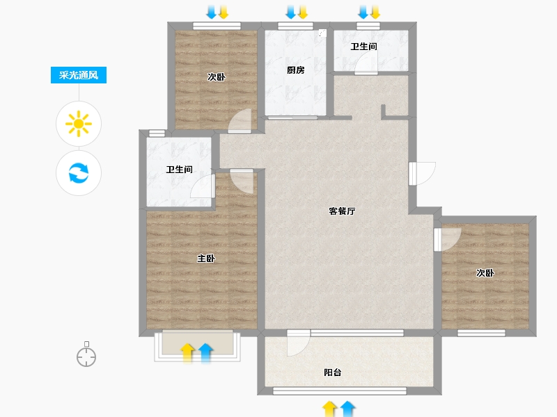 山东省-青岛市-海信公园里-106.38-户型库-采光通风