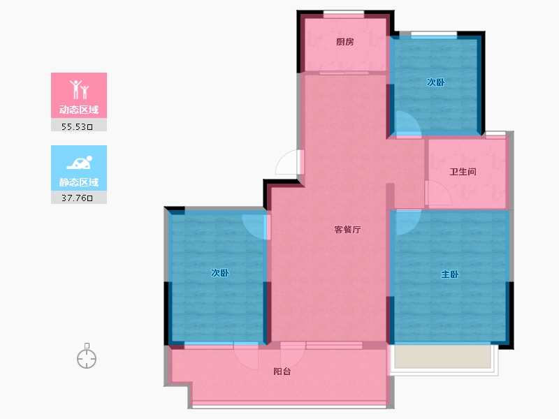 山东省-青岛市-天泰公园壹号-83.15-户型库-动静分区