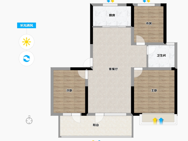 山东省-青岛市-天泰公园壹号-90.71-户型库-采光通风