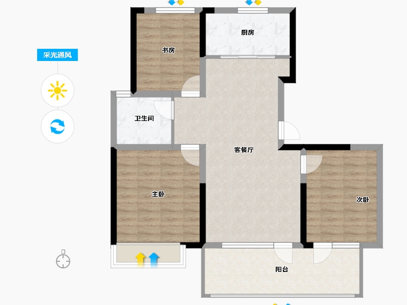 山东省-青岛市-天泰公园壹号-90.24-户型库-采光通风