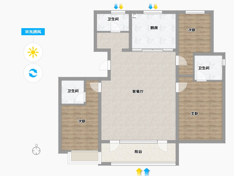 山东省-青岛市-海信城-113.57-户型库-采光通风