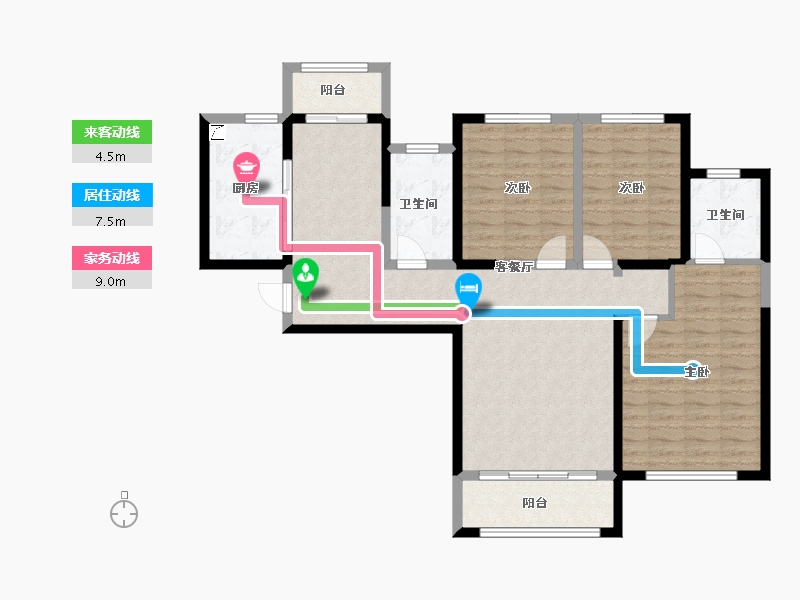 陕西省-西安市-华安紫竹苑-106.28-户型库-动静线