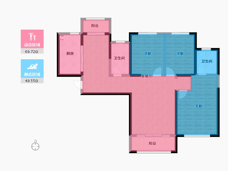 陕西省-西安市-华安紫竹苑-106.28-户型库-动静分区