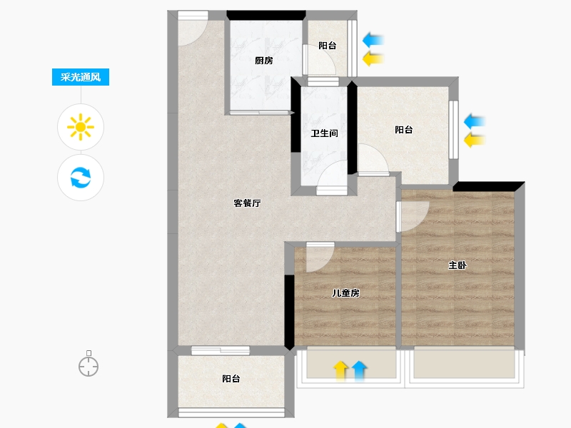 广东省-中山市-时光樾-61.16-户型库-采光通风