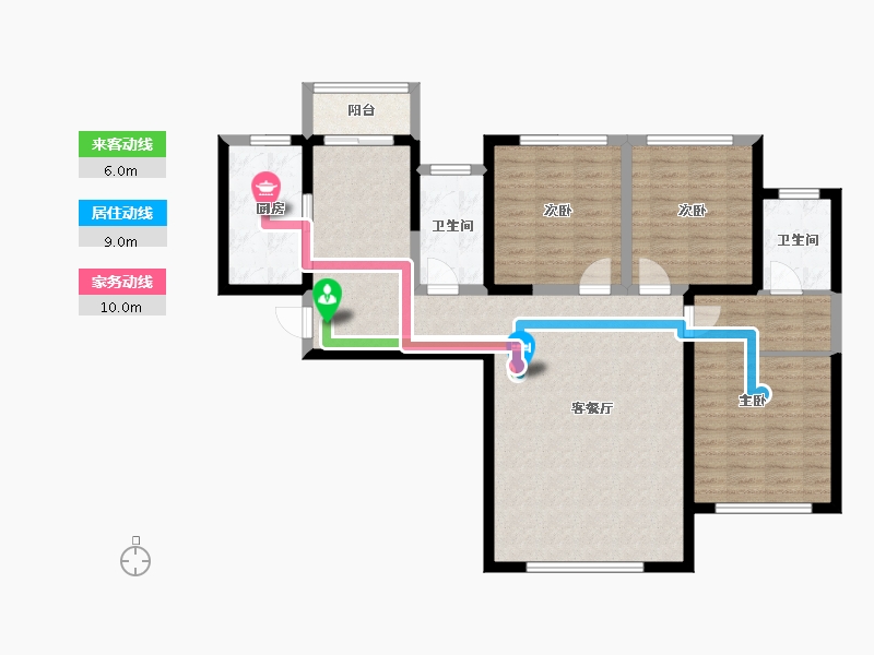 陕西省-西安市-华安紫竹苑-106.05-户型库-动静线