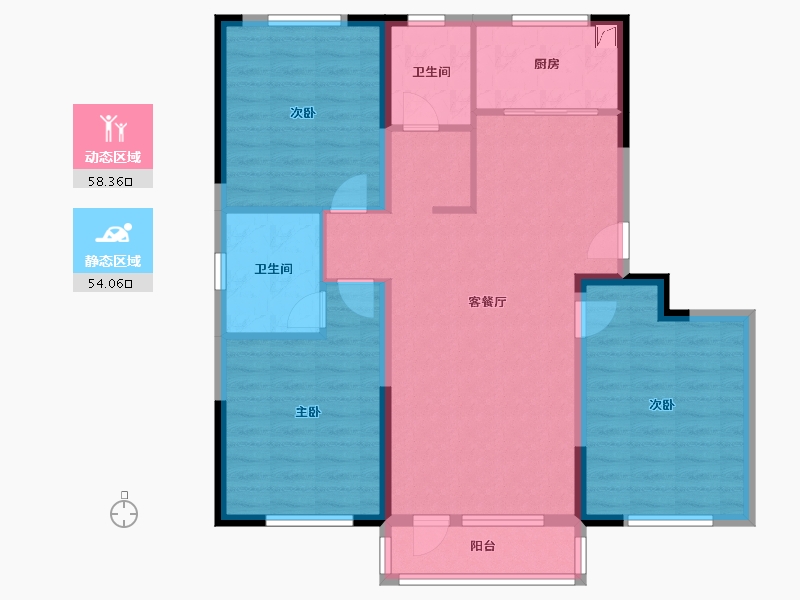 辽宁省-沈阳市-雨润中央宫园-100.00-户型库-动静分区