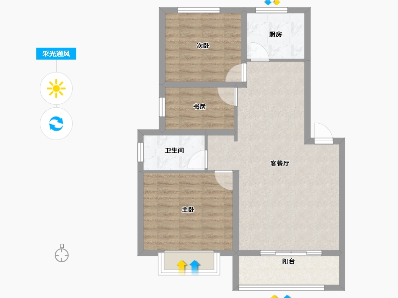 山东省-青岛市-梦想望城-74.77-户型库-采光通风