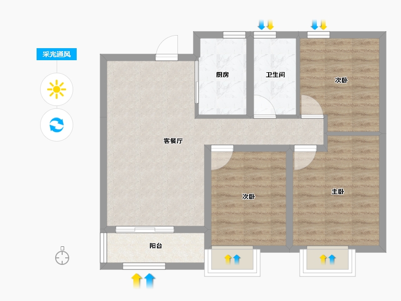 河北省-石家庄市-石家庄融创城-66.40-户型库-采光通风