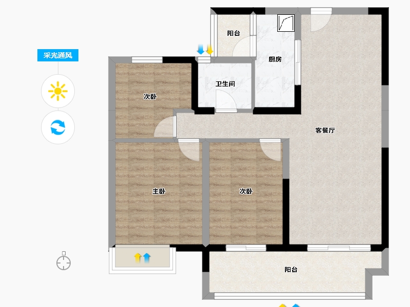 江苏省-淮安市-玖珑湾城果小区-85.00-户型库-采光通风