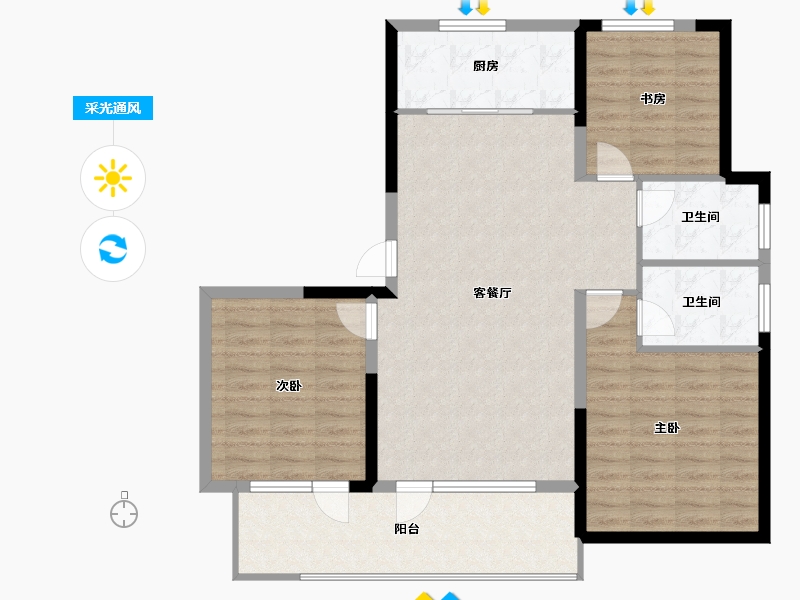 山东省-青岛市-天泰公园壹号-103.15-户型库-采光通风