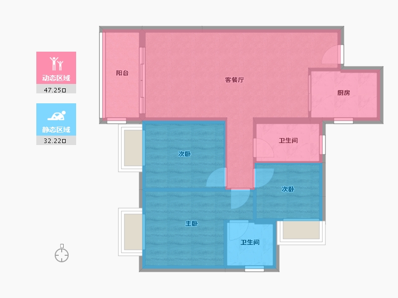 广东省-中山市-佳兆业香山熙园二期-71.20-户型库-动静分区