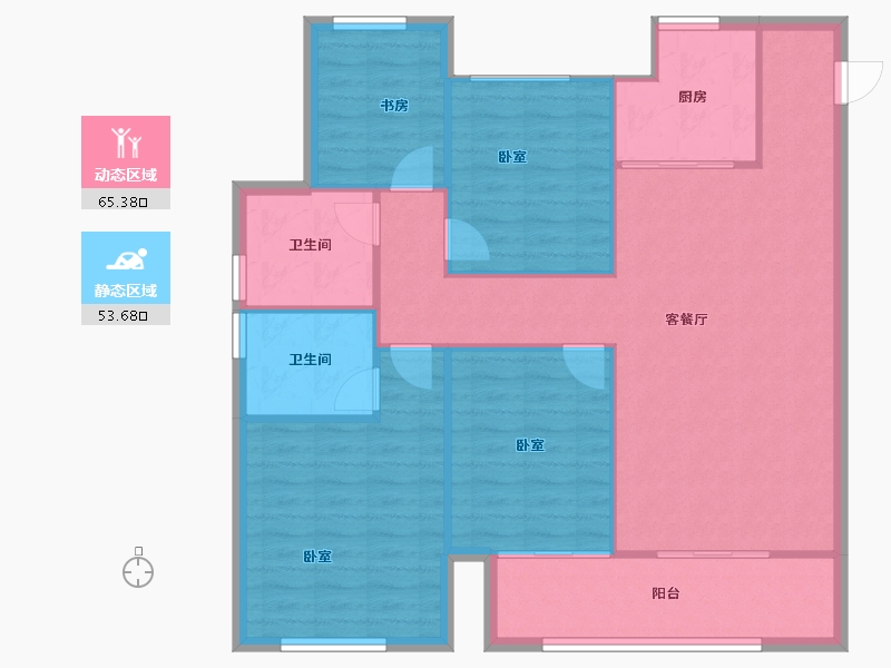 浙江省-宁波市-绿城·滨河鸣翠-109.52-户型库-动静分区