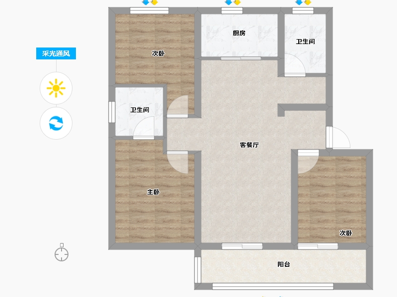 河北省-石家庄市-华远·昆仑赋-76.18-户型库-采光通风