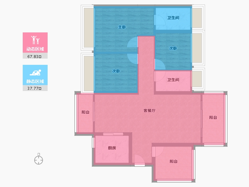 广东省-中山市-锦绣海湾城-94.45-户型库-动静分区