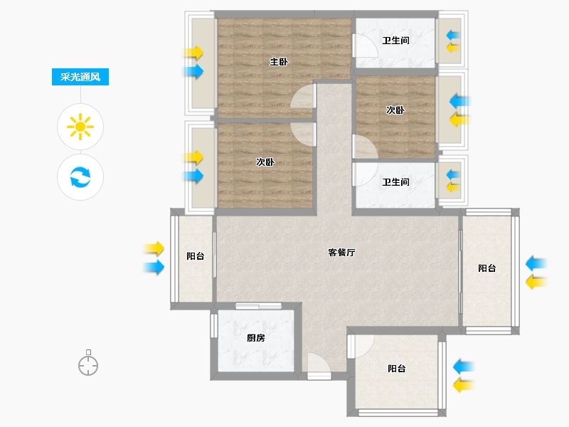 广东省-中山市-锦绣海湾城-94.45-户型库-采光通风