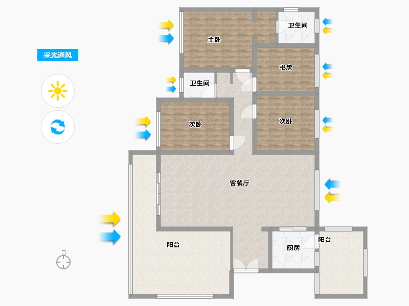 四川省-宜宾市-丽雅·九里长江-一期-158.00-户型库-采光通风