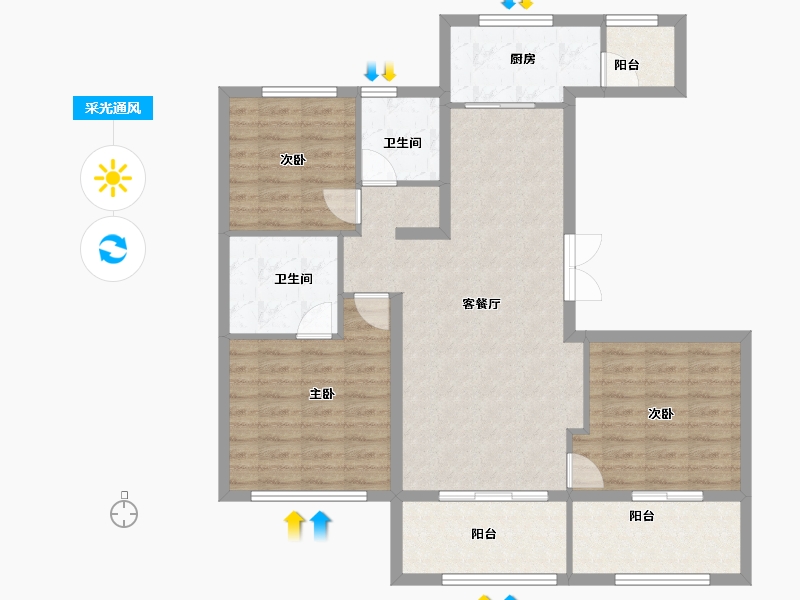 山东省-青岛市-天泰公园壹号-98.94-户型库-采光通风