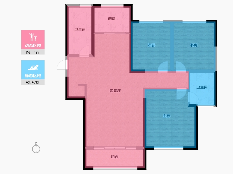 陕西省-西安市-华安紫竹苑-106.50-户型库-动静分区