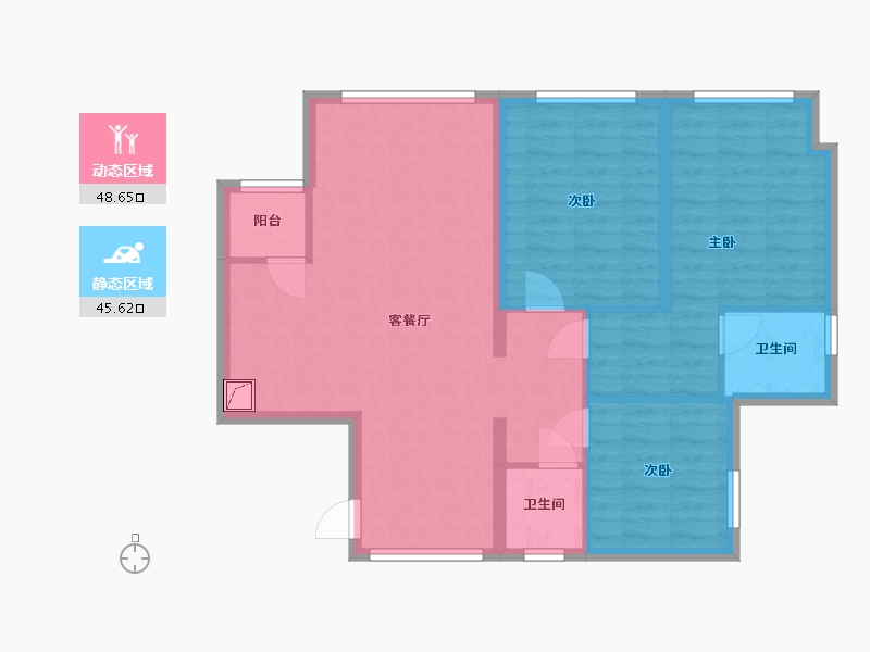 重庆-重庆市-海成天生别院-82.00-户型库-动静分区