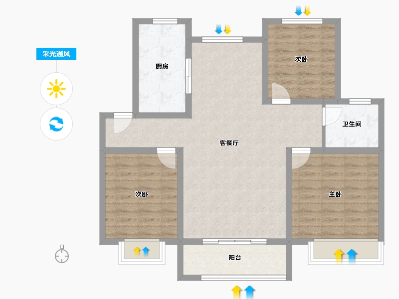 山东省-青岛市-梦想望城-91.78-户型库-采光通风