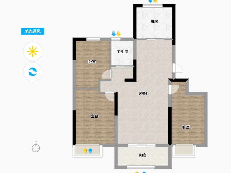 河北省-石家庄市-碧桂园晋州府-87.20-户型库-采光通风