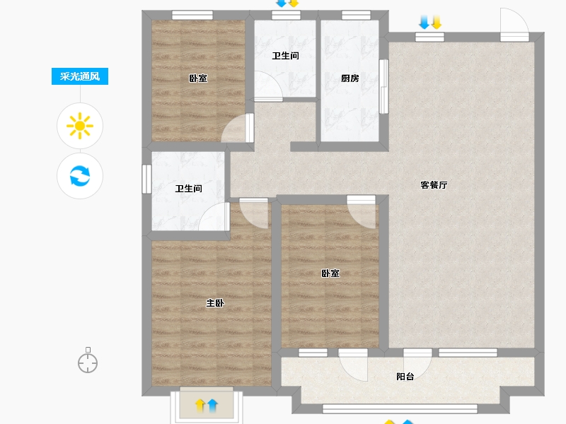 河北省-石家庄市-隆基泰和·紫樾宸府-95.20-户型库-采光通风