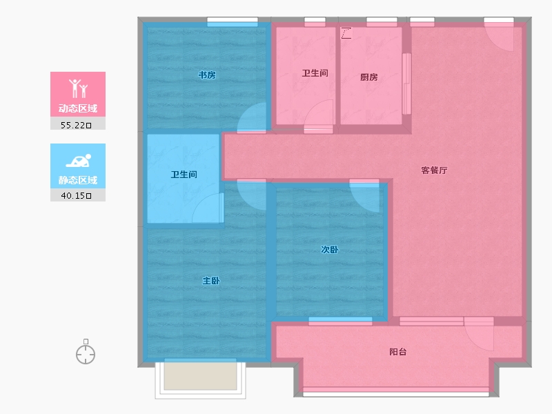 山东省-青岛市-海信城-84.28-户型库-动静分区