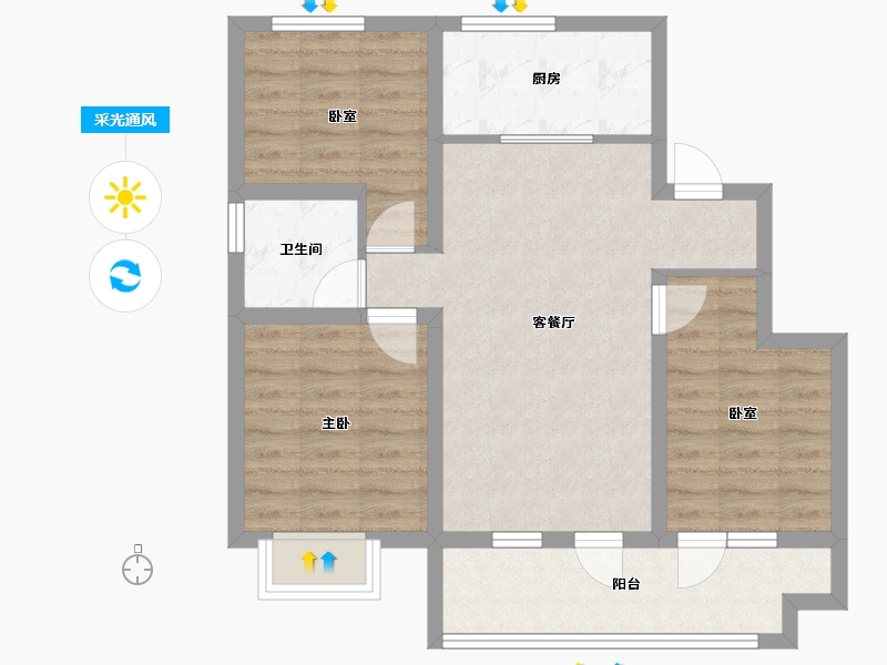 河北省-石家庄市-隆基泰和·紫樾宸府-70.24-户型库-采光通风