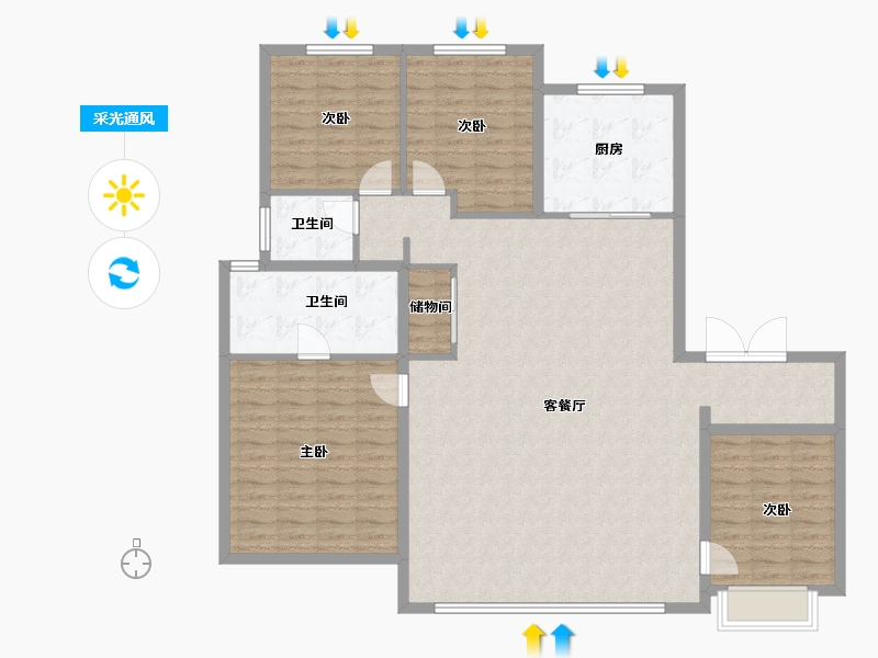 河北省-石家庄市-龙湖天奕-142.40-户型库-采光通风