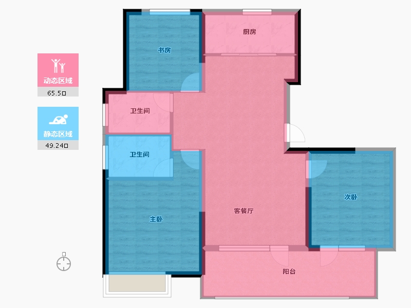 山东省-青岛市-天泰公园壹号-104.15-户型库-动静分区